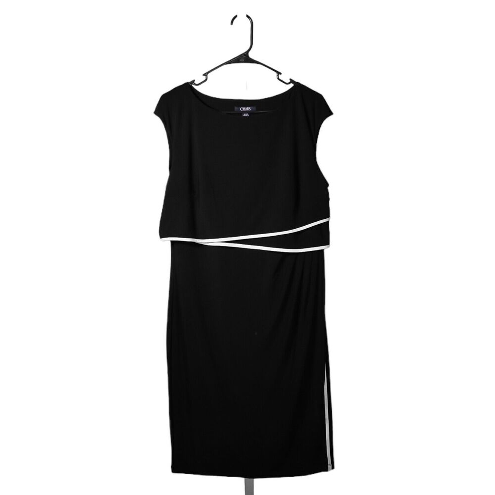 Chaps Ralph Lauren Women's Dress Black White Stretch Layered Sheath Cocktail XL